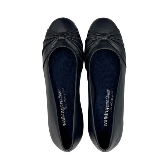 Walking Cradles NARROW Dark Navy Leather Round Toe Slip On Cushioned Ballet Flat - Picture 2 of 11